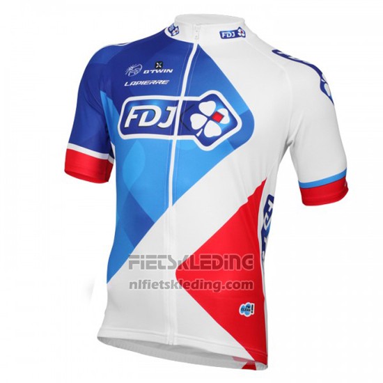 2016 Fietskleding FDJ Wit en Rood Korte Mouwen en Koersbroek